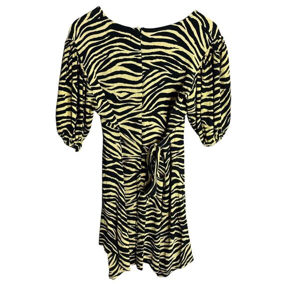 Faithfull the Brand Ilia Dress Pale Yellow Amaia Zebra Size 4 - Picture 5 of 6